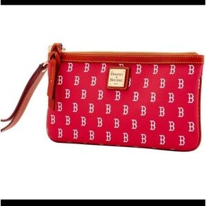 Dooney & Bourke Red Clutch with White Accents